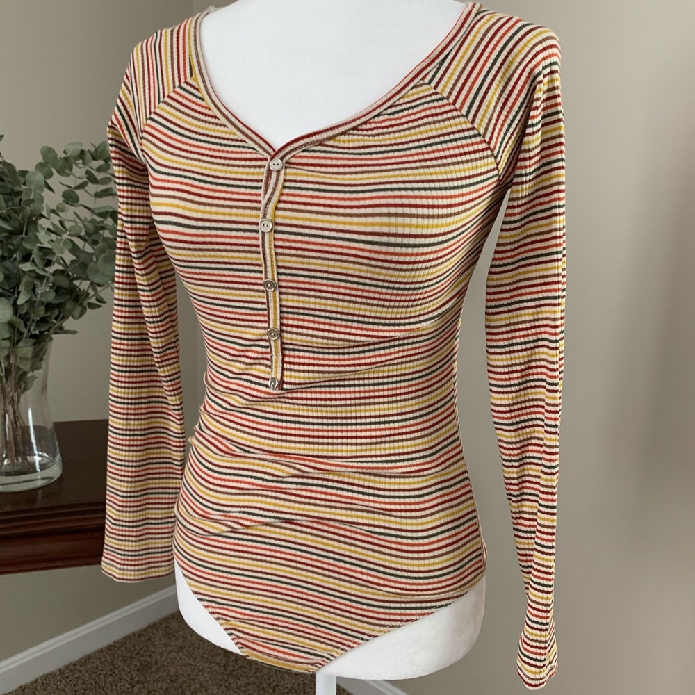 Poof New York Striped Bodysuit NWT Medium